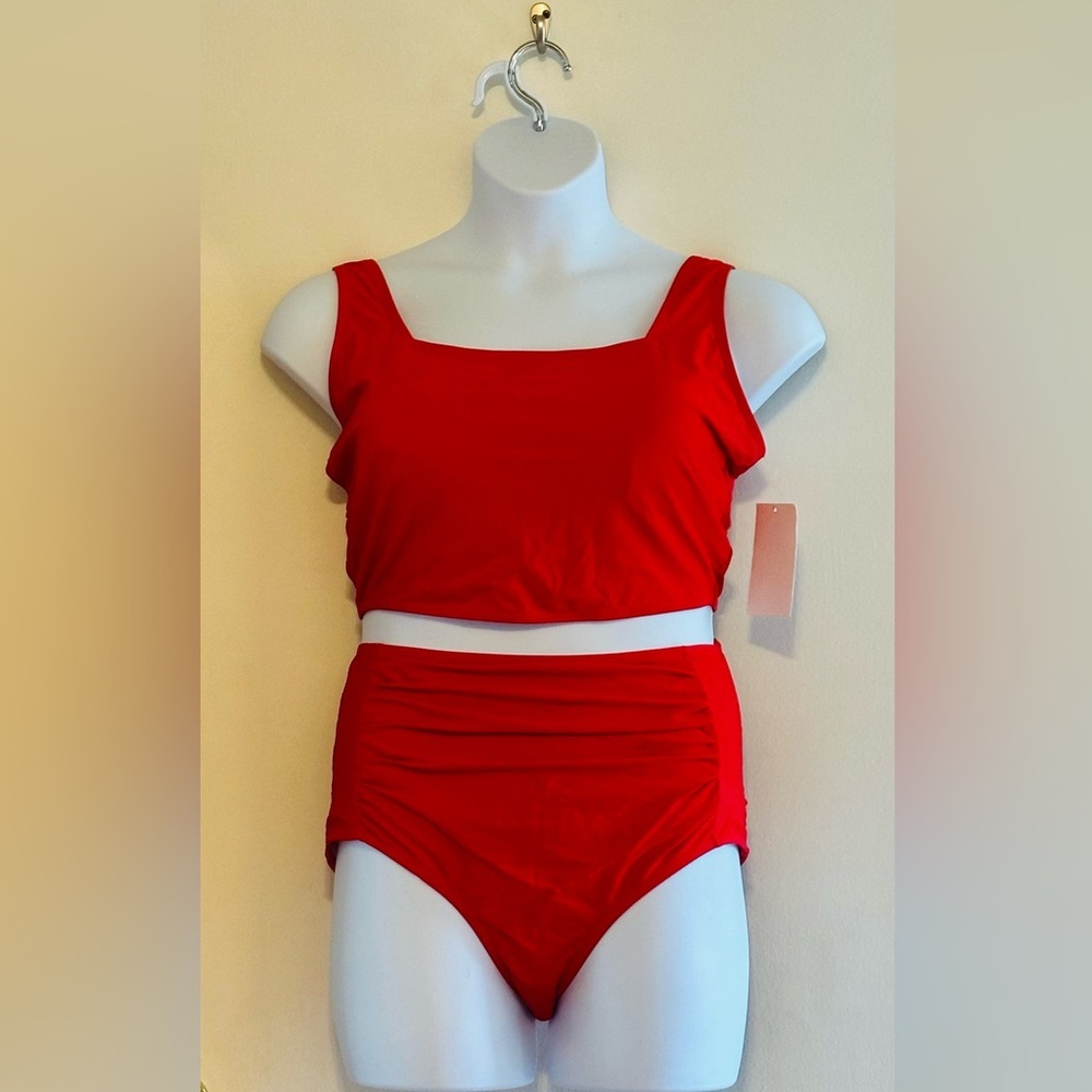 MeetCurve Vibrant Red Square Neck Bikini Sport Top NWT, 2XL